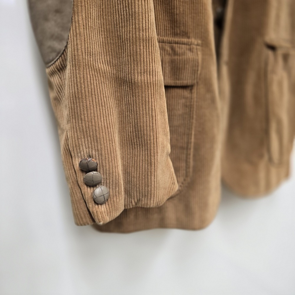 Vintage Richman Sport Coat Mens 39 L Camel Tan Corduroy Western Elbow Patch - Picture 8 of 11